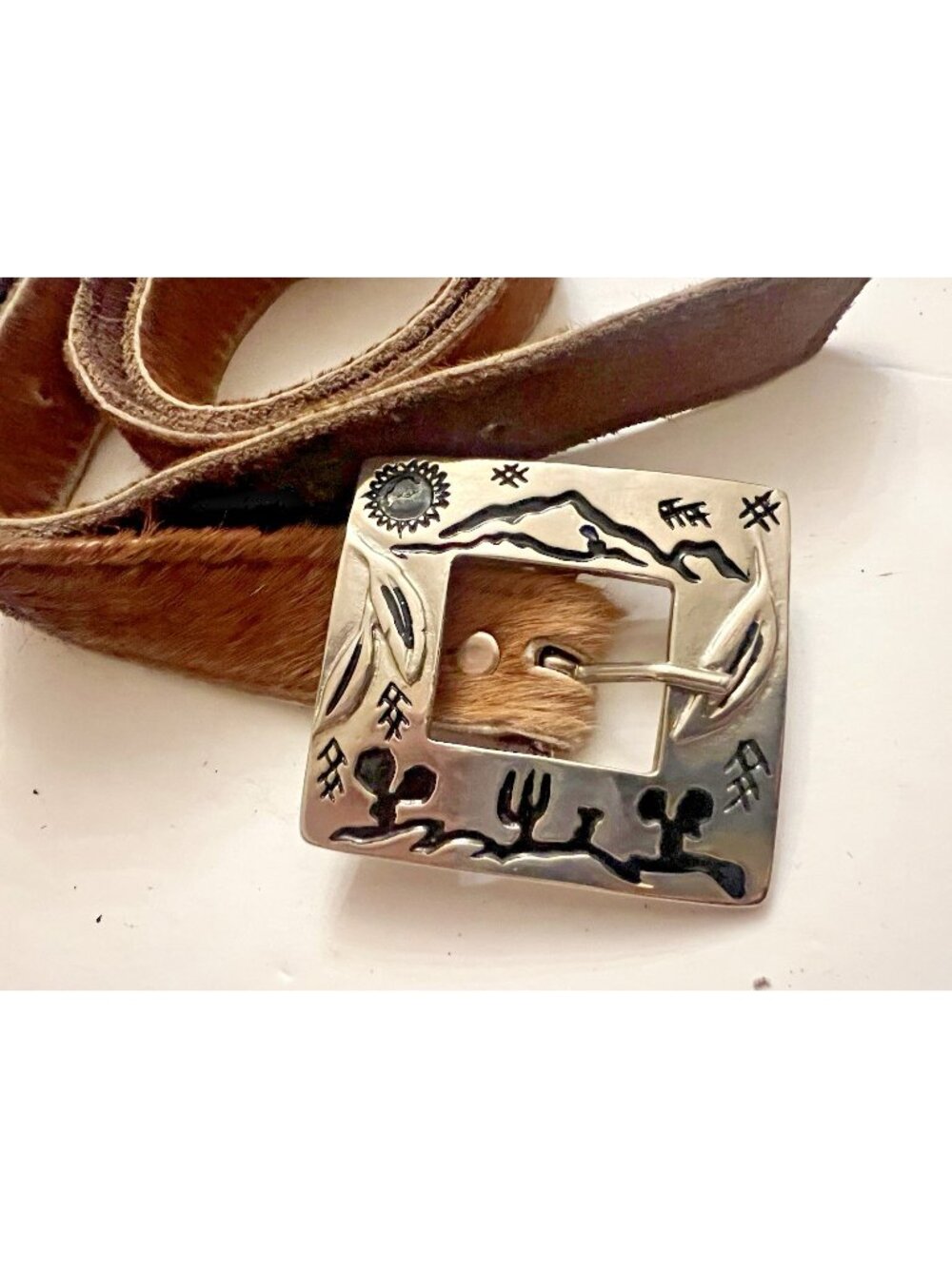 Vintage Western  Belt M Silver Decorations Western Desert Cowboy